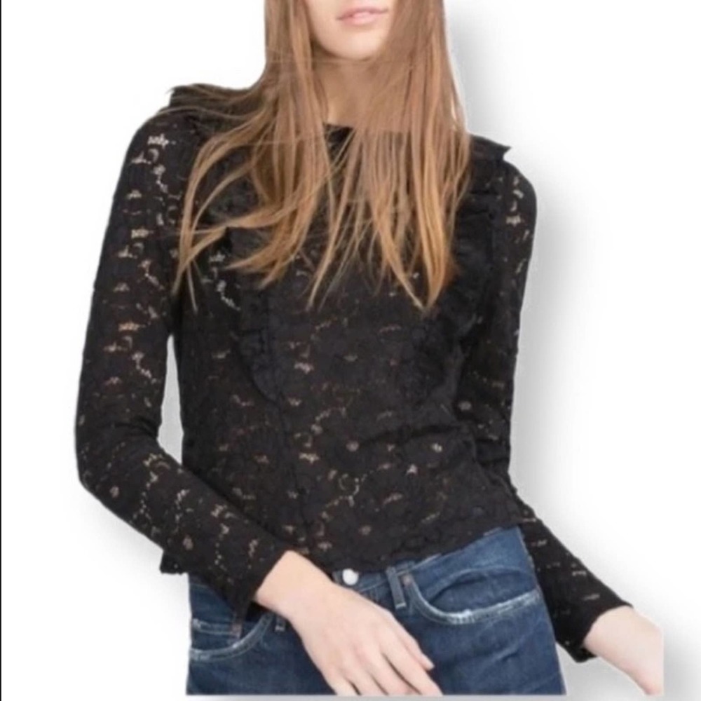 Zara stretch lace & ruffle sexy top